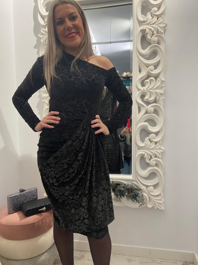 Jiro Vestido Brocado Negro