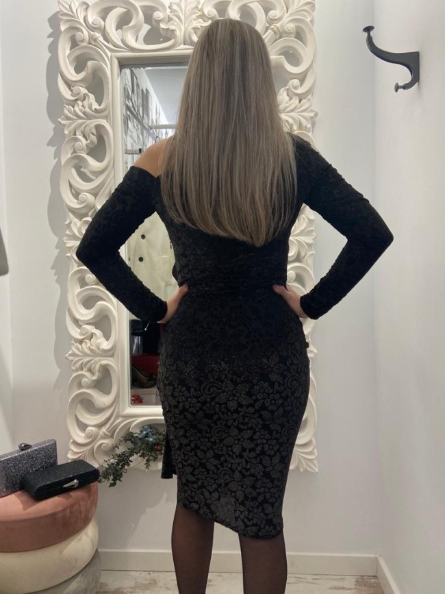 Jiro Vestido Brocado Negro