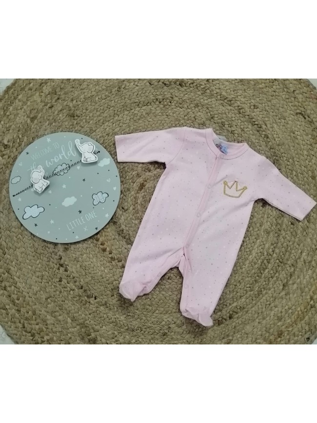 Pijama Bebé Algodon Nube-Corona Talla 0 - 24 Meses