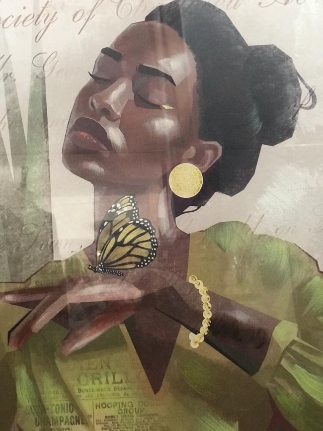 Cuadro Serigrafiado Mujer, Mano Mariposa