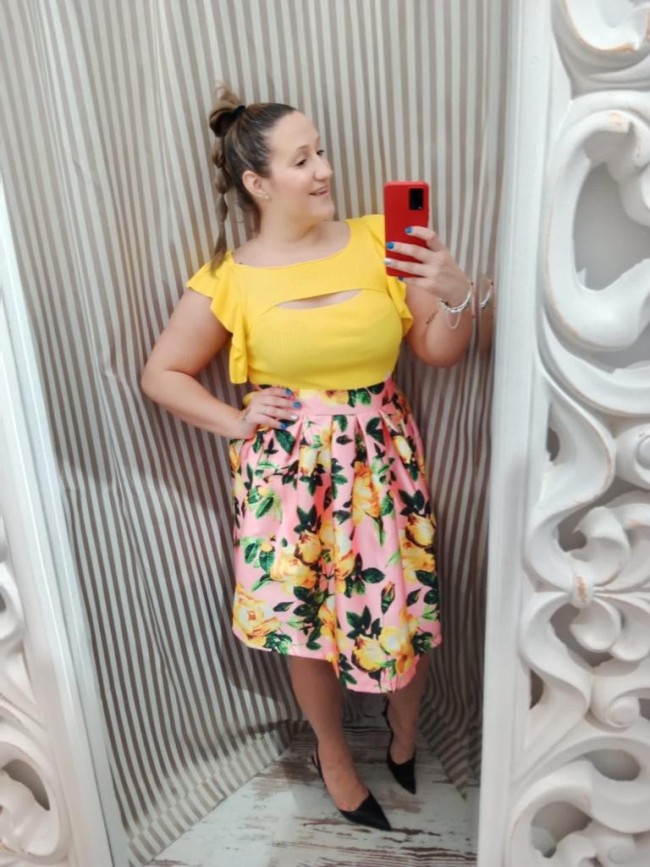 Falda Estampada Plisada