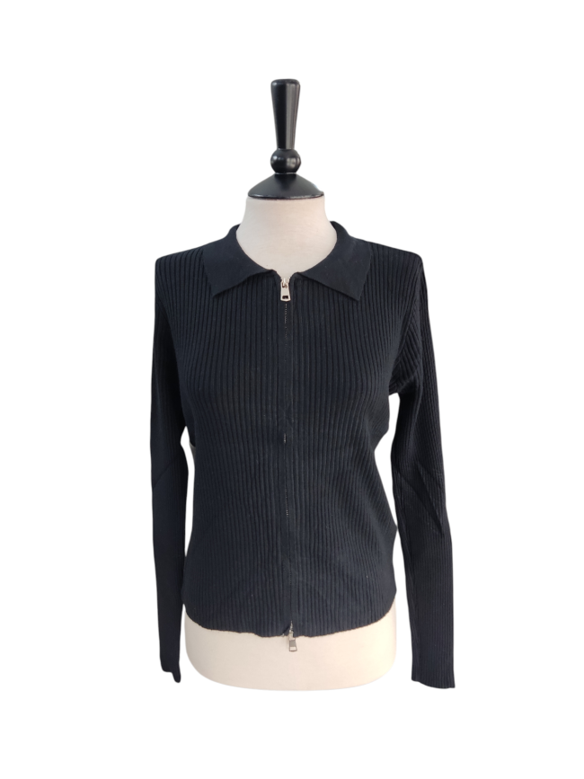 Polo de canalé con cremallera