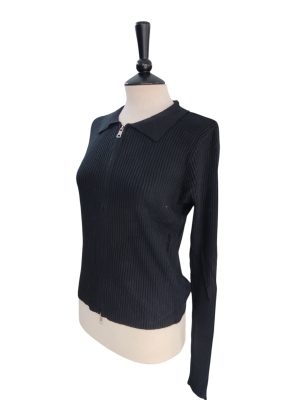 Polo de canalé con cremallera