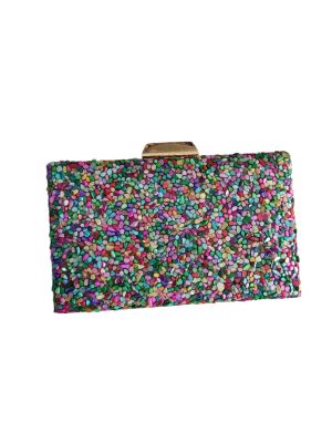 Bolso Clutch piedrecitas de colores