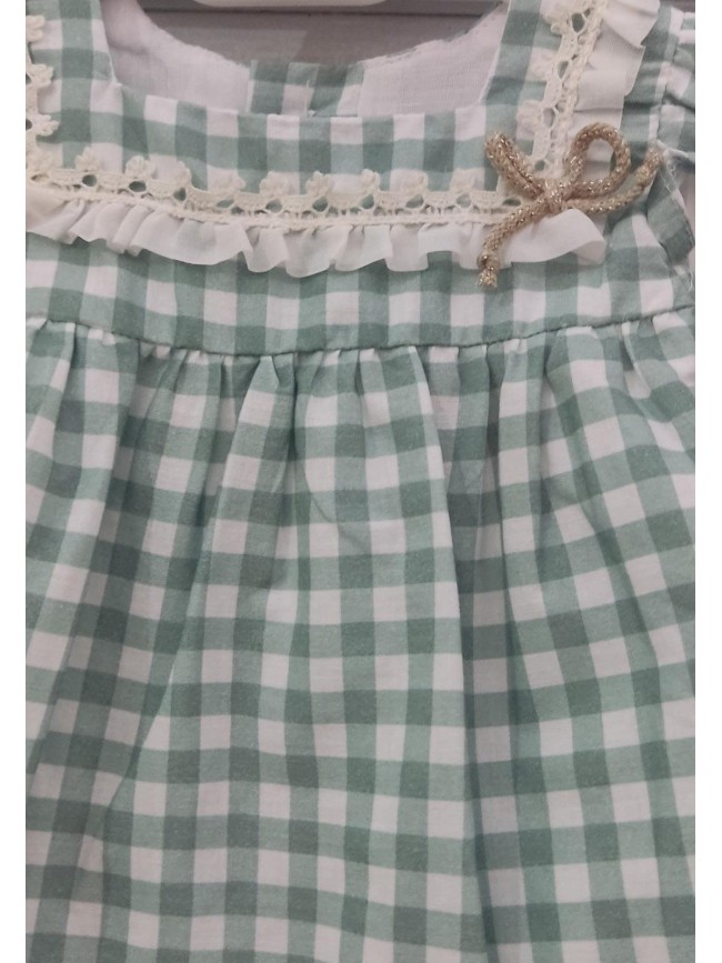 Vestido Y Braguita Bebe Niña Cuadros