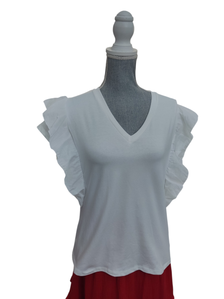 Camisetas básicas volante en manga