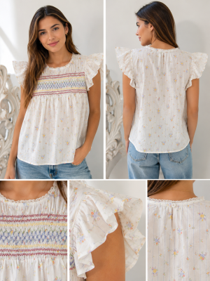 Blusa nido de abeja estampada