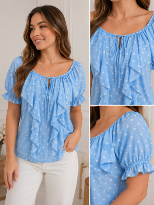 Blusa lunares y volantes