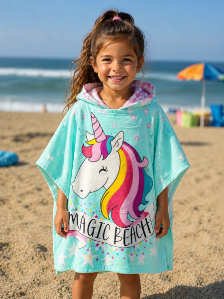 Capa de baño niña unicornio