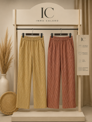 Pantalón lino rayas