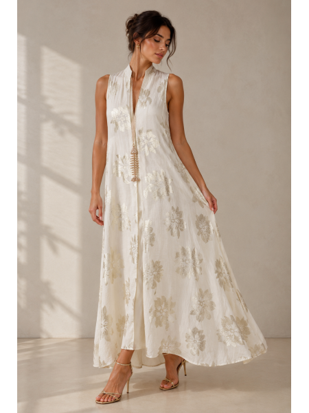 Vestido flores metalizadas