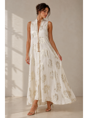 Vestido flores metalizadas
