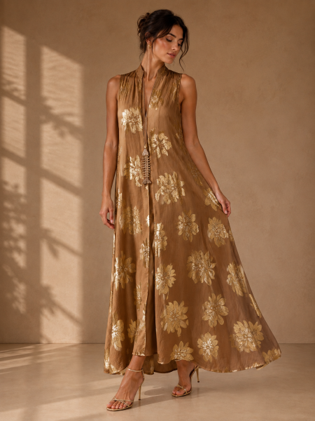 Vestido flores metalizadas 2