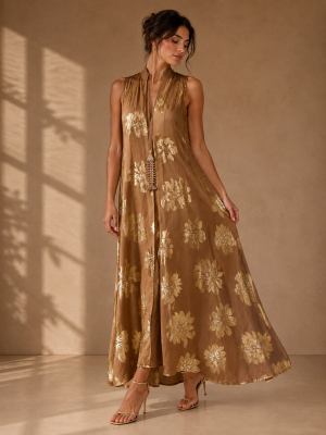 Vestido flores metalizadas