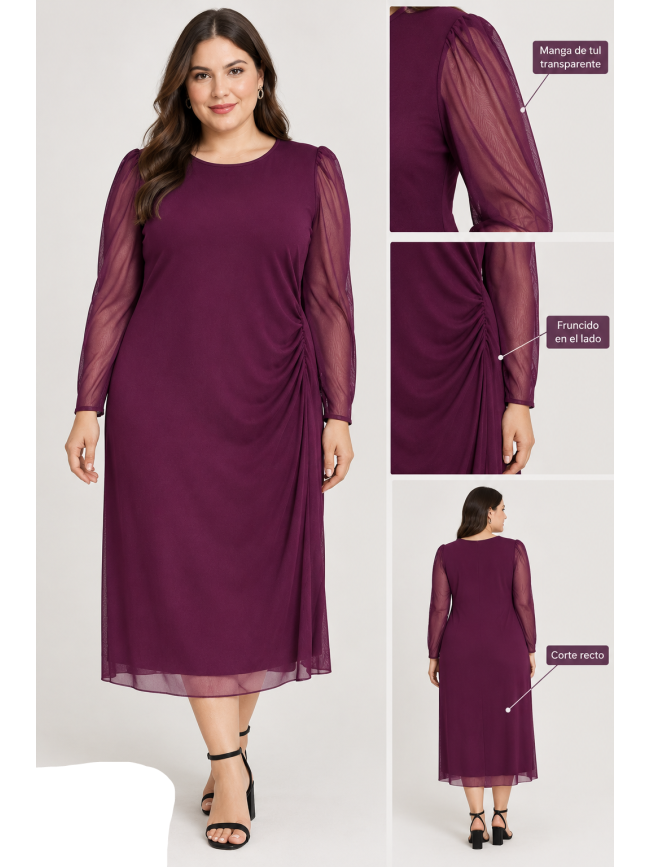 Vestido frunce liso ADET