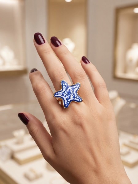 Anillo estrella cerámica