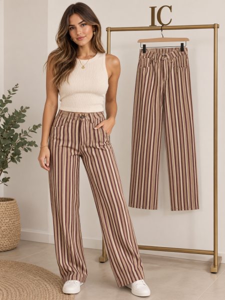 Jeans recto rayas