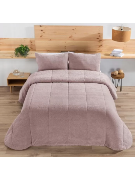 Edredón sherpa Manterol rosa palo 180x260 | Inma Calero
