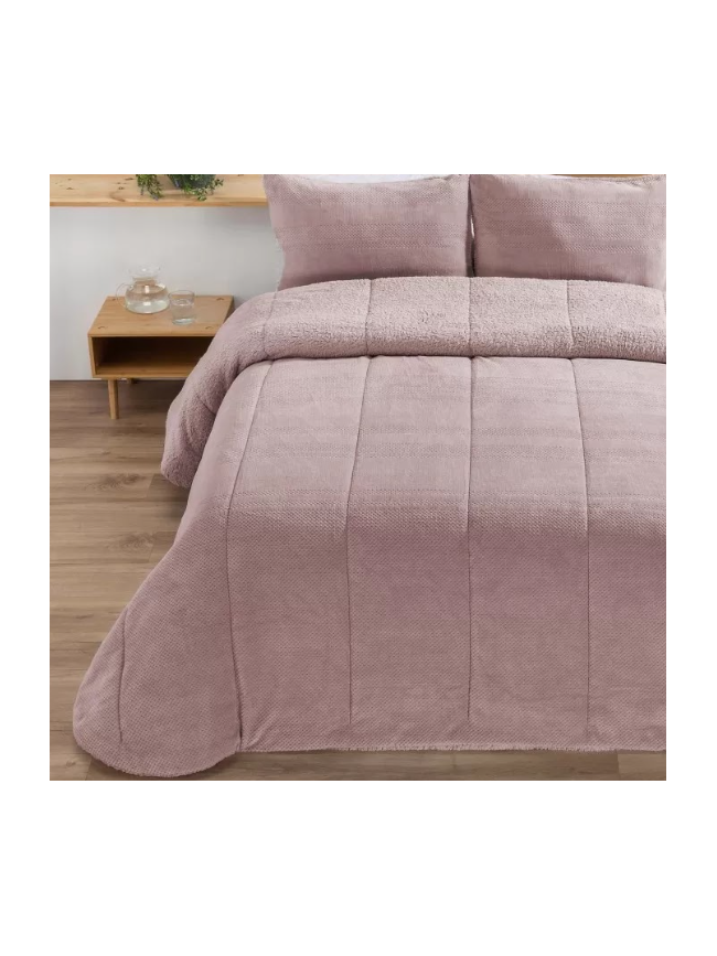 Edredón sherpa Manterol rosa palo 180x260 | Inma Calero