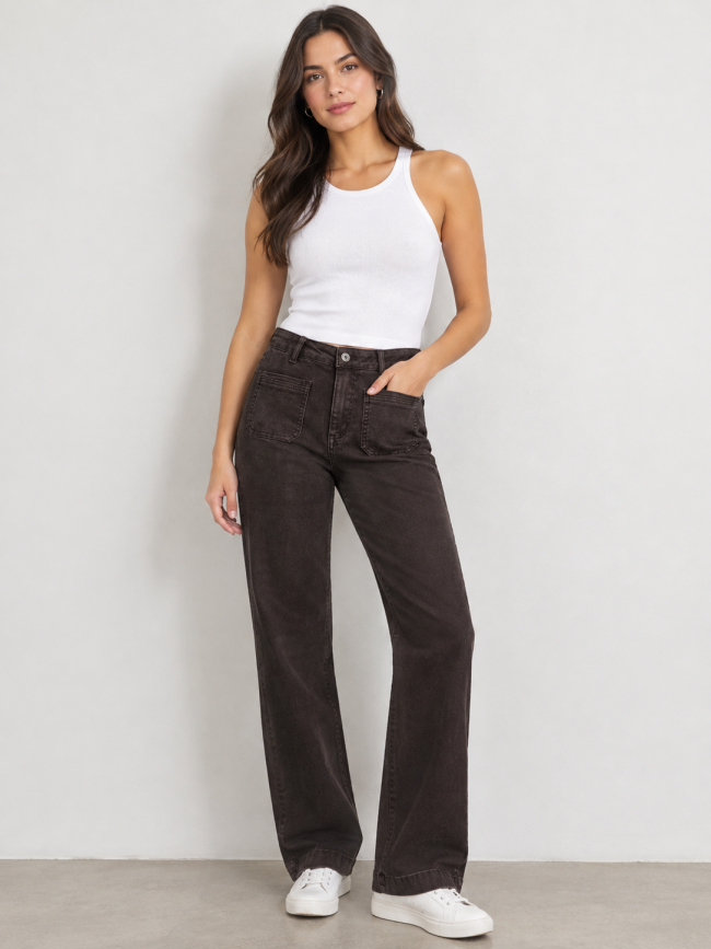 Jeans Wide leg bolsillos