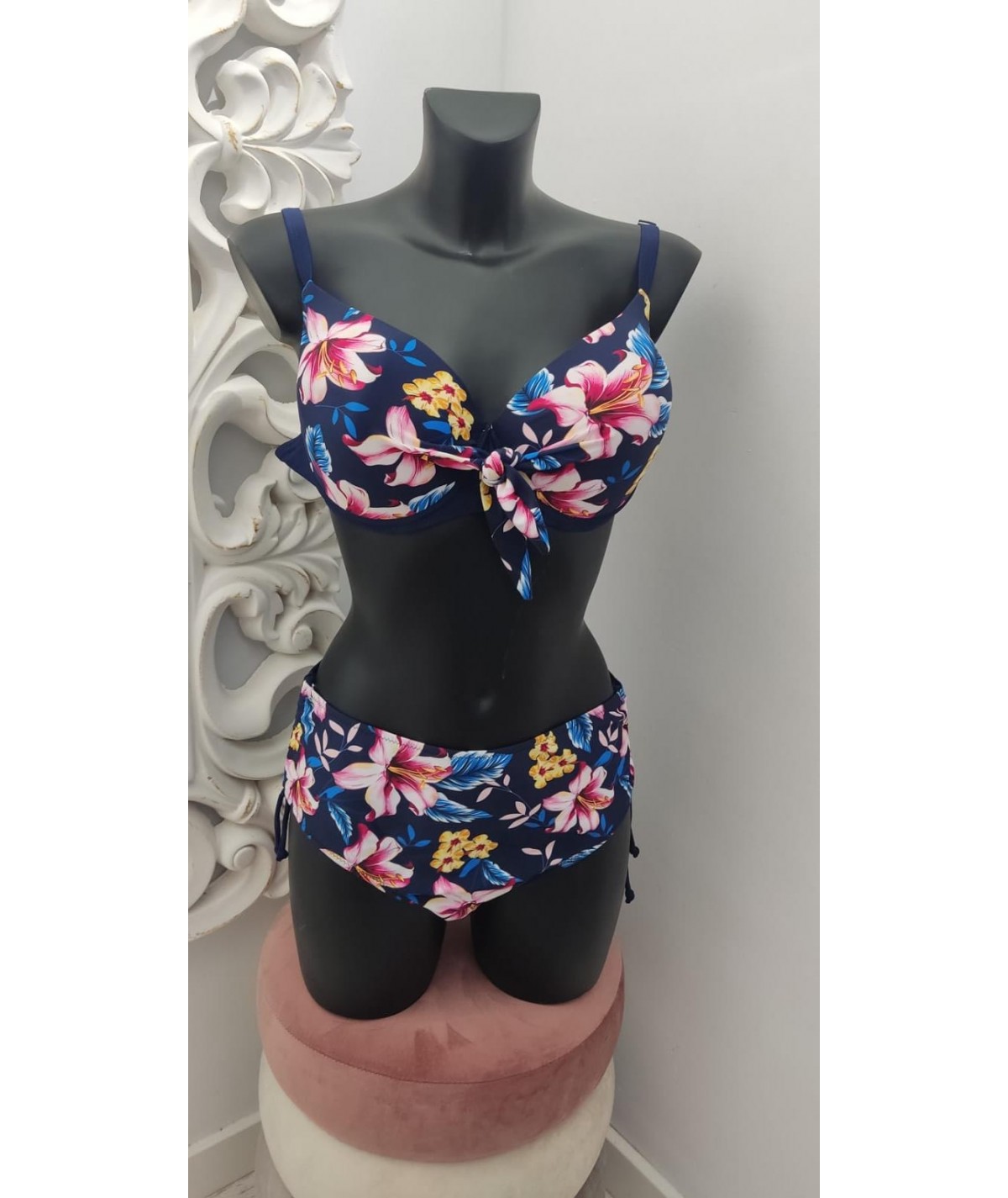 BIKINI TALLA FLORAL ONLY BLACK NUDO