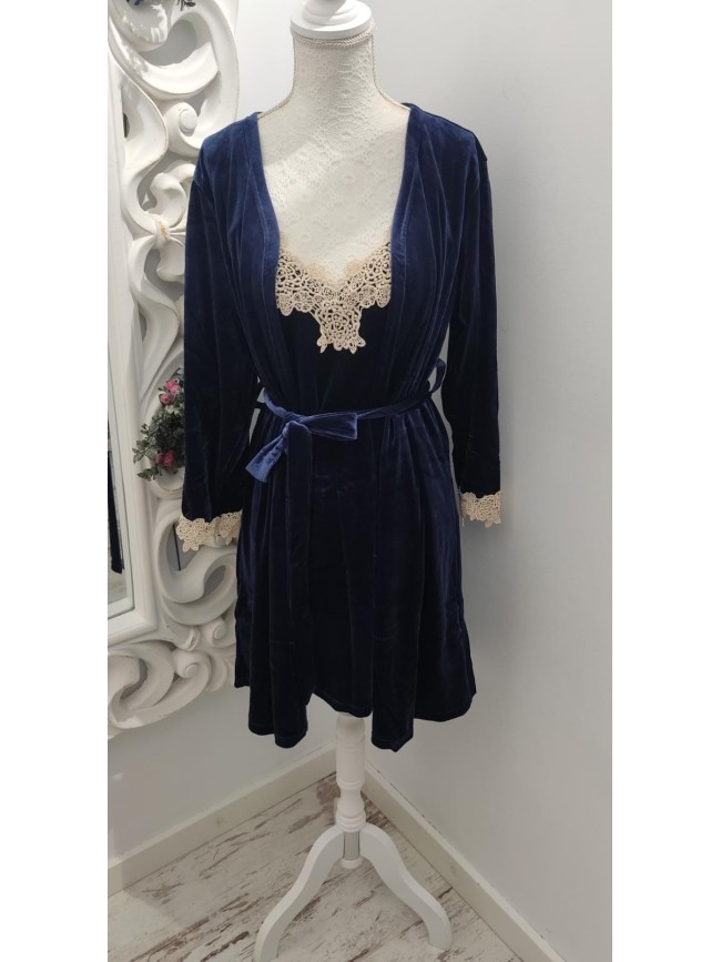Conjunto Camison Y Bata Terciopelo