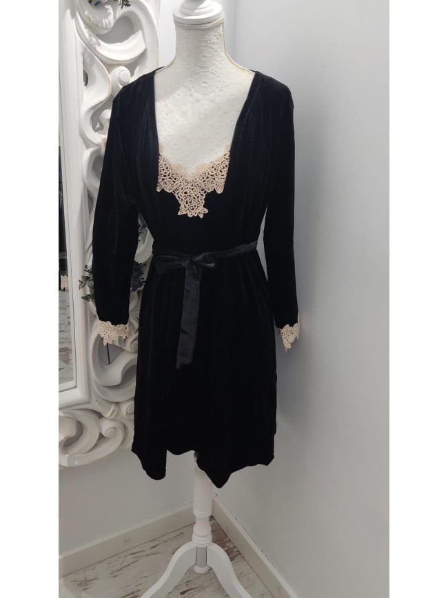 Conjunto Camison Y Bata Terciopelo