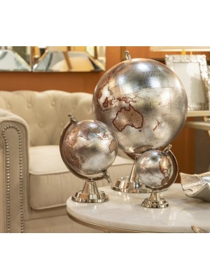 Bola Del Mundo Aluminio Plata