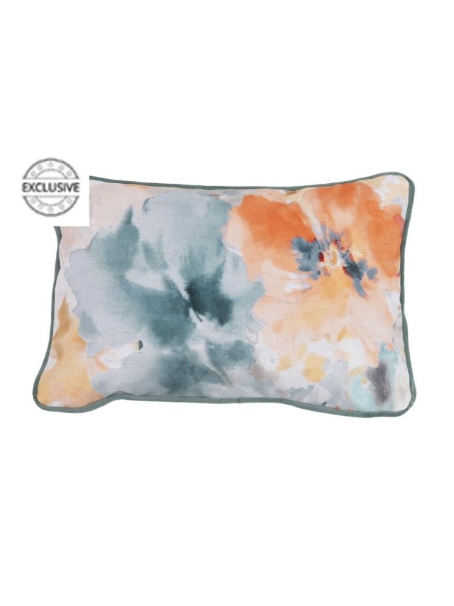 Cojin Rectangular Flores Acuarela Y Tramado Cojin Rectangular Flores Acuarela Y Tramado