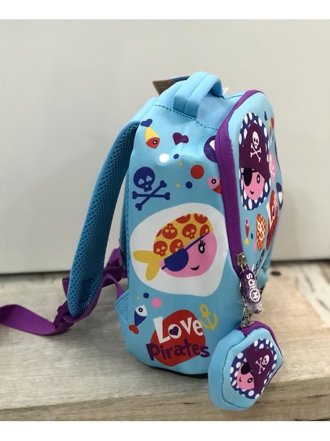 Mochila Neopreno Love Piratas + Monedero
