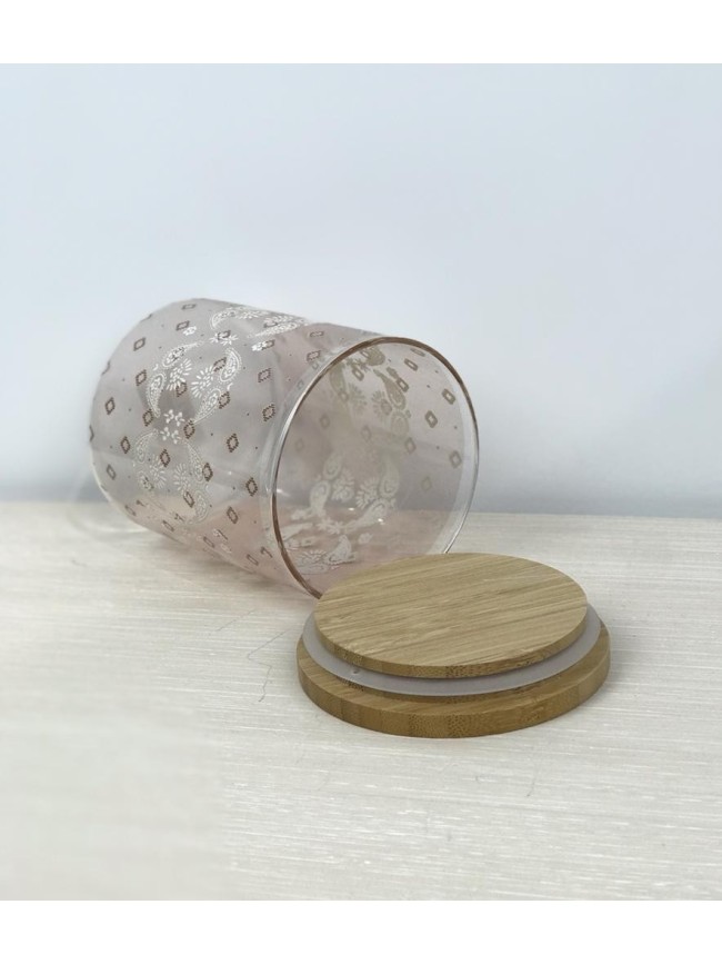 Bote Cristal Tapa Bambu 700 Ml