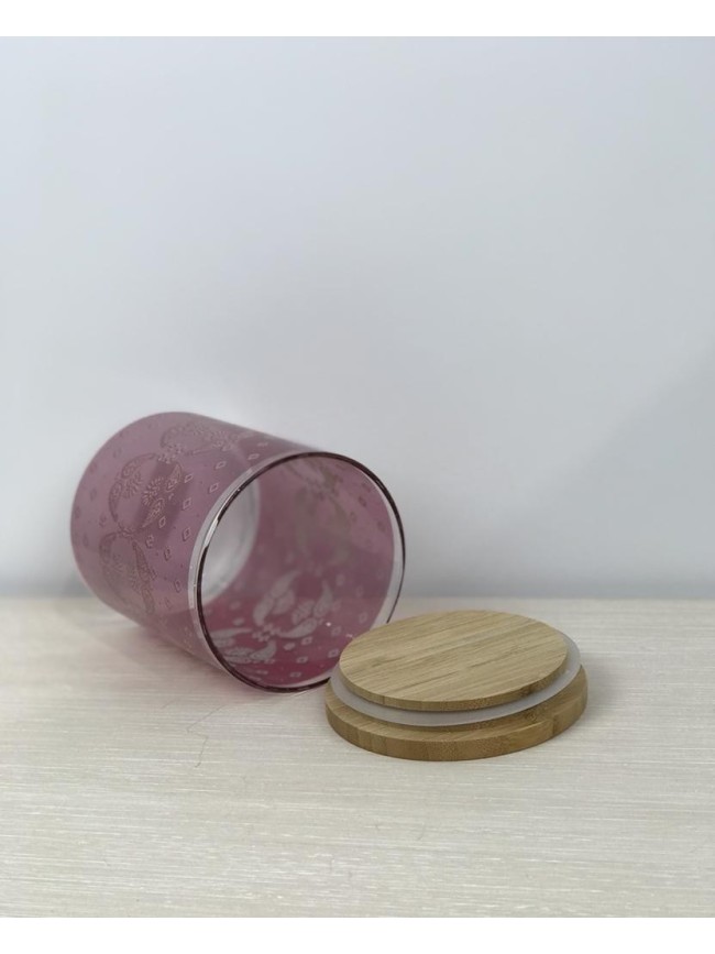 Bote Cristal Tapa Bambu 700 Ml